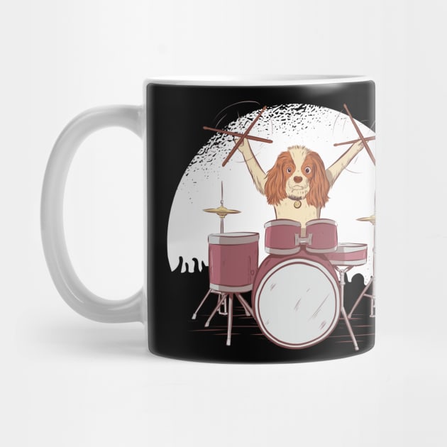 Drummer Dog - rocker puppy funny by Midoart